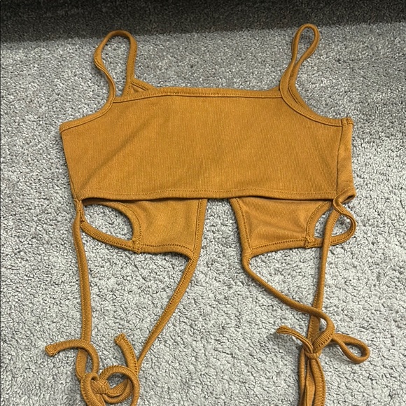 Brown Tie-Front Crop Top - Picture 7 of 7